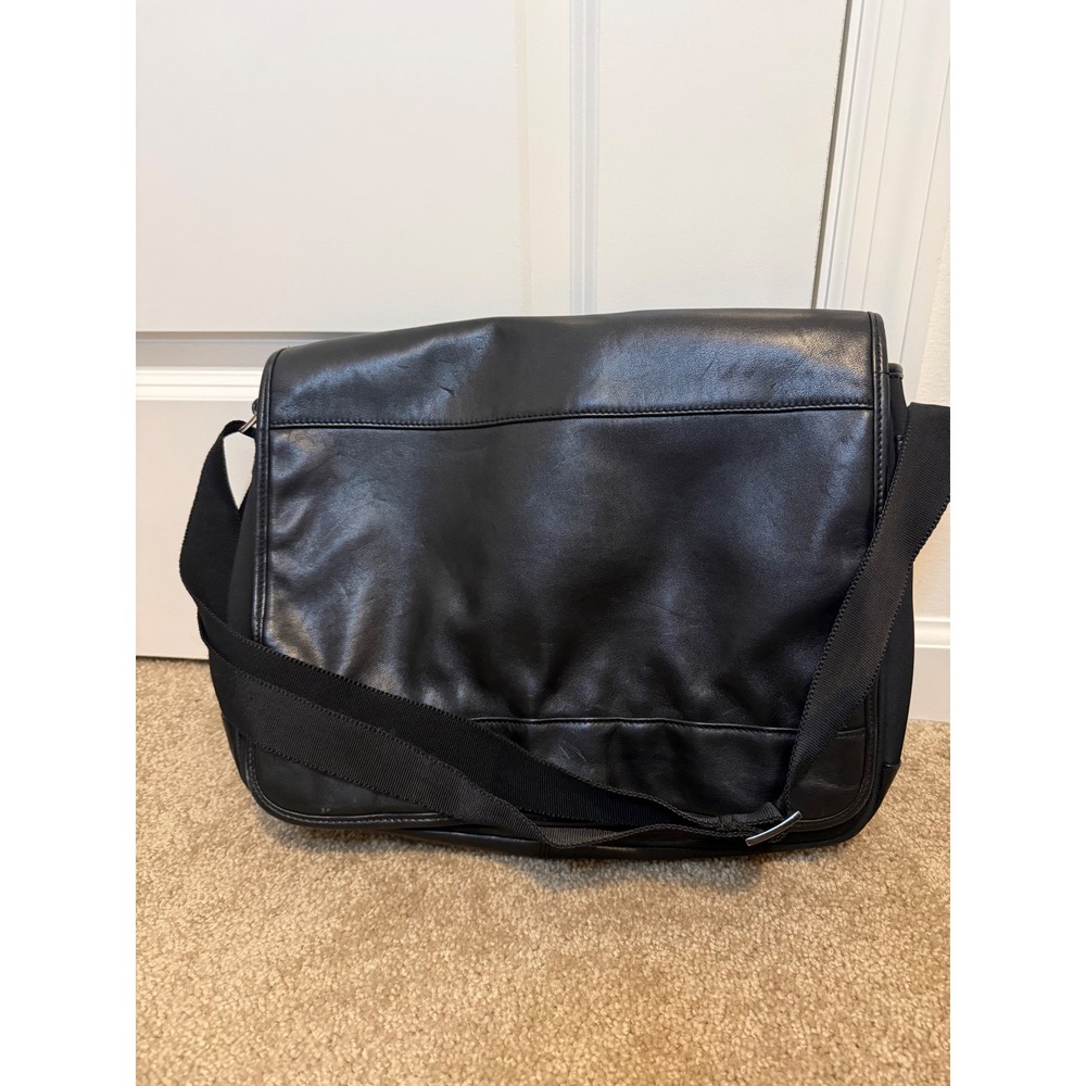 Wilson's Leather Messenger Bag Mens OS Black Good Crossbody Laptop Work Y2K